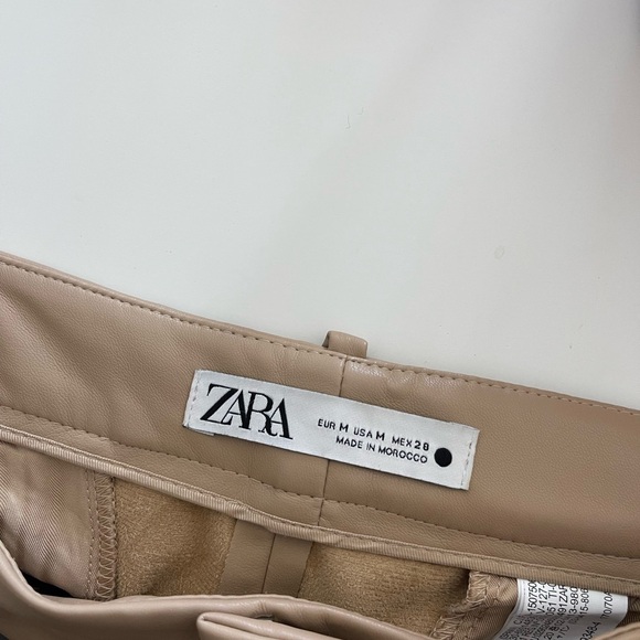Beige leather Zara Bermuda shorts - Picture 3 of 5